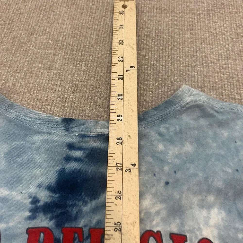 True Religion Shirt Mens 2XL Blue Tie Dye Buddha Graphic Fashion Senses Tee